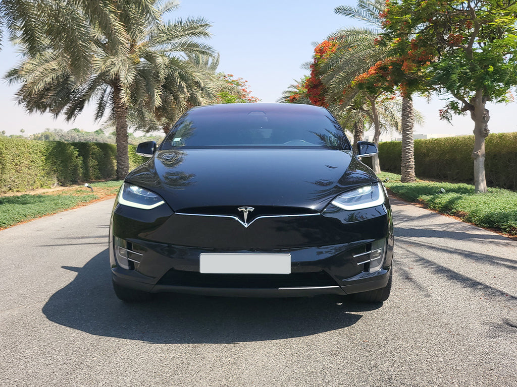 No-Drill Front License Plate Mount For 2016-2020 Tesla Model X - Black Aluminum